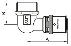 SMART SMT1654NY002605 L 26 x 3/4 M Уголок пресс - наружняя резьба 60 штук в упаковке фото в интернет-магазине SMARTGRP