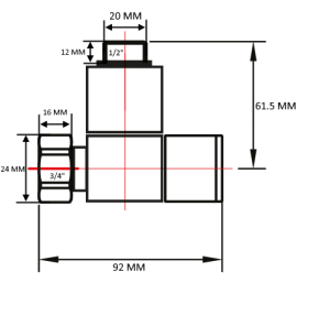 SMT8549SCH0405 Кран-Вентиль угл/квадр, ручка квадр., хром,  3/4"х1/2" г/ш, 20шт/кор фото в интернет-магазине SMARTGRP