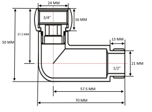 SG 741SCH0504 Уголок гайка - штуцер 3/4" х 1/2" хромированный 20 пар/кор фото в интернет-магазине SMARTGRP