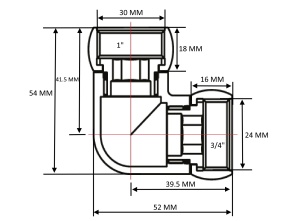 SG 740SCH1005 Уголок гайка - гайка 1" х 3/4" хромированный 20пар/кор фото в интернет-магазине SMARTGRP