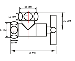 SMT8501SCH1005/2 CN Кран-Вентиль угловой, ручка крест, хром,  1"х3/4" г/г, Комплект 10пар/кор фото в интернет-магазине SMARTGRP