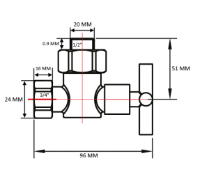 SMT8200SCH0405 Кран-Вентиль угловой, ручка крест , хром, 3/4"х1/2"г/ш, 20шт/кор фото в интернет-магазине SMARTGRP