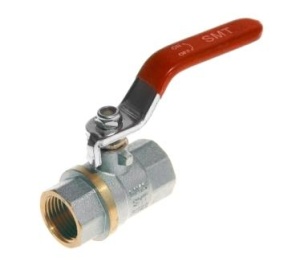 SMART 520NY6612R Кран шаровый 1-1/4" внутренняя резьба, красная ручка, никель - желтый, 25 штук в упаковке