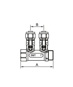 SMART SMT1833Н102002 1 x 20 x 2 Коллектор с шаровыми кранами, 2 выхода, 15 штук в упаковке фото в интернет-магазине SMARTGRP