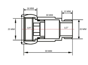 SANITAN 1731SCS0504 Соединение прямое гайка - штуцер 3/4" х 1/2" для полотенцесушителей 20пар/кор. фото в интернет-магазине SMARTGRP