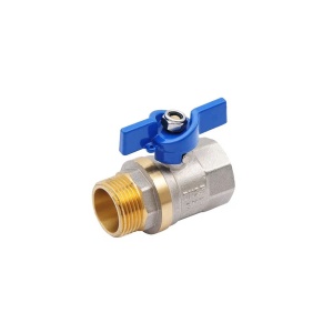 SMART 523NY6610BB Кран шаровый 1" наружняя - внутренняя резьба, синяя бабочка, никель - желтый, 30 штук в упаковке