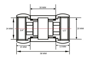 SMART 731SCH0504 Соединение прямое гайка - штуцер 3/4" х 1/2" для полотенцесушителей 20 пар/кор фото в интернет-магазине SMARTGRP