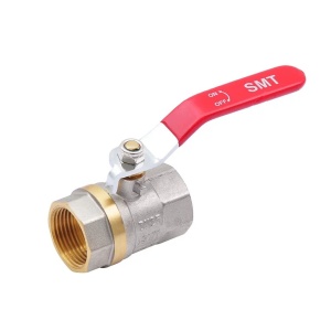 SMART 520NY6610R Кран шаровый 1" внутренняя резьба, красная ручка, никель - желтый, 30 штук в упаковке