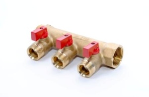 SMART SMT1813Н100403 ВР-НР 1 х 1/2 х 3 Коллектор с шаровыми кранами, 3 выхода, без цанг, 15 штук в упаковке