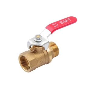 SMART 521NY6605R Кран шаровый 3/4" наружняя - внутренняя резьба, красная ручка, никель - желтый, 50 штук в упаковке