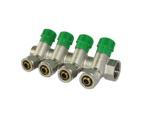 SMART SMT1871NY051604 3/4 x 16 x 4 Коллектор с кранами, 4 выхода, никель, 18 штук в упаковке