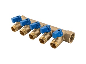 SMART SMT1812Н050405BL ВР-НР 3/4 x 1/2 x 5 Коллектор с шаровыми кранами, 5 выходов, без цанг, 10 штук в упаковке