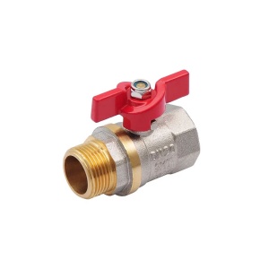 SMART 523NY6605RB Кран шаровый 3/4" наружняя - внутренняя резьба, красная бабочка, никель - желтый, 50 штук в упаковке