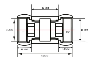 SG 730SCH1004 Соединение прямое гайка - гайка 1" х 1/2" хромированное 20пар/кор фото в интернет-магазине SMARTGRP