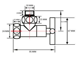 SMT8200SCH0405/2 Кран-Вентиль угловой, ручка крест ,хром , 3/4"х1/2"г/ш, 10 пар/кор фото в интернет-магазине SMARTGRP