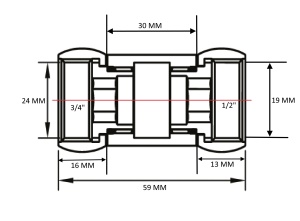 SG 730SCH0504 Соединение прямое гайка - гайка 3/4" х 1/2" хромированное 20пар/кор фото в интернет-магазине SMARTGRP