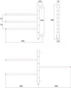 TL E380-3ES  П/С поворотный 380х500х110 Е-3 перекладины с включателем фото в интернет-магазине SMARTGRP