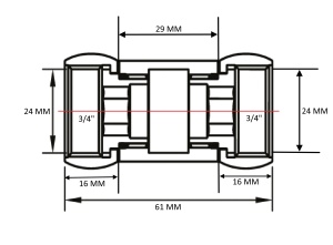 SG 730SCH0505 Соединение прямое гайка - гайка 3/4" х 3/4" хромированное 20пар/кор фото в интернет-магазине SMARTGRP