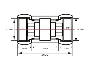 SANITAN 1730SCS1005 Соединение прямое гайка - гайка 1" х 3/4" для полотенцесушителей 20пар/кор. фото в интернет-магазине SMARTGRP