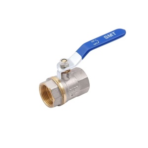 SMART 520NY6610B Кран шаровый 1" внутренняя резьба, синяя ручка, никель - желтый, 30 штук в упаковке