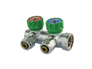 SMART SMT1875CH051602-27 3/4 x 16 x 2 Коллектор с кранами, 2 выхода, хром, 27 штук в упаковке