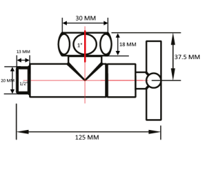 SMT8741SCH0410/2C Кран-Вентиль угловой, ручка крест, хром,  1"х1/2" г/ш, с отражате 10пар/ко фото в интернет-магазине SMARTGRP