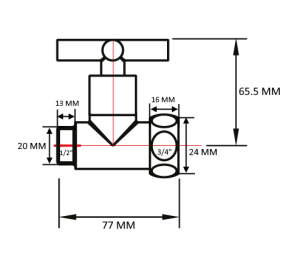 SMT8731SCH0405 Кран-Вентиль прямой, ручка крест, хром, 3/4"х1/2" г/ш, 20шт/кор фото в интернет-магазине SMARTGRP