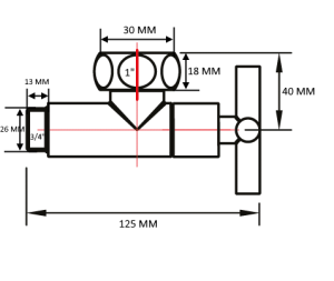 SMT8741SCH1005 Кран-Вентиль угловой, ручка крест, хром, 1"х3/4" г/ш, 20шт/кор фото в интернет-магазине SMARTGRP