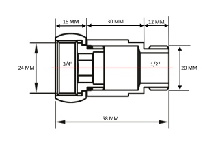 WANOU 731SCH0504 Соед.прям. г/ш 3/4"х1/2" для п/с фото в интернет-магазине SMARTGRP