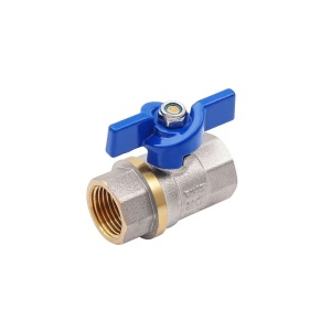 SMART 522NY6604BB Кран шаровый 1/2" внутренняя резьба, синяя бабочка, никель - желтый, 80 штук в упаковке