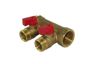 SMART SMT1813Н100502 ВР-НР 1 x 3/4 x 2 Коллектор с шаровыми кранами, 2 выхода, без цанг, 15 штук в упаковке