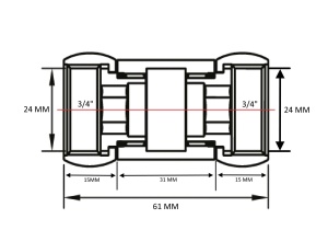 SANITAN 1730SCS0505 Соединение прямое гайка - гайка 3/4" х 3/4" для полотенцесушителей 20пар/кор. фото в интернет-магазине SMARTGRP