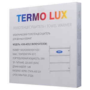 TERMO LUX H500-4ES Полотенцесушитель лесенка 500 х 500 х 110 П - 4 с включателем фото в интернет-магазине SMARTGRP