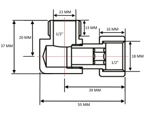 SMART 751SCH0404 Уголок гайка - штуцер 1/2" х 1/2" хромированный 40 пар/кор NEW фото в интернет-магазине SMARTGRP