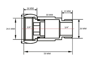 SG 731SCH0505 Соединение прямое гайка - штуцер 3/4" х 3/4" хромированное 20 пар/кор фото в интернет-магазине SMARTGRP