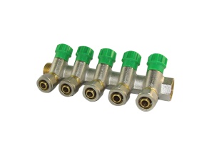 SMART SMT1871NY051605 3/4 x 16 x 5 Коллектор с кранами, 5 выходов, никель, 15 штук в упаковке