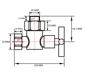 SMT8470SCH0405(H1) Кран-Вентиль угловой, ручка крест, хром, 3/4"х1/2" г/ш, 20шт/кор фото в интернет-магазине SMARTGRP
