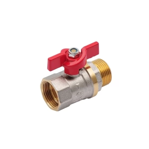 SMART 523NY6605RB Кран шаровый 3/4" наружняя - внутренняя резьба, красная бабочка, никель - желтый, 50 штук в упаковке фото в интернет-магазине SMARTGRP