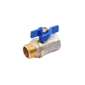 SMART 523NY6605BB Кран шаровый 3/4" наружняя - внутренняя резьба, синяя бабочка, никель - желтый, 50 штук в упаковке