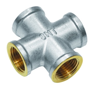 SMART SMT760NY6604  Крестовина 1/2" внутренняя резьба, никель - желтый, 50 штук в упаковке