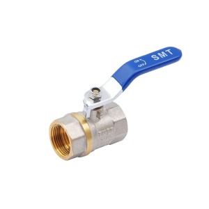 SMART 520NY6605B Кран шаровый 3/4" внутренняя резьба, синяя ручка, никель - желтый, 50 штук в упаковке