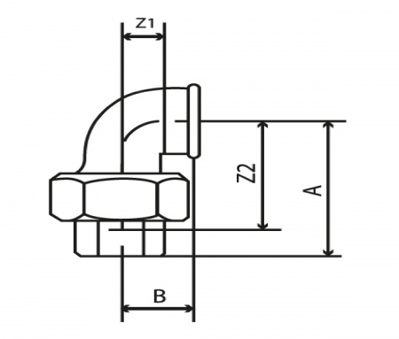 Американка 3 4 чертеж SDH 95 Американка угловая прямая 3/4" внутренняя резьба, оцинкованная, 20 штук в